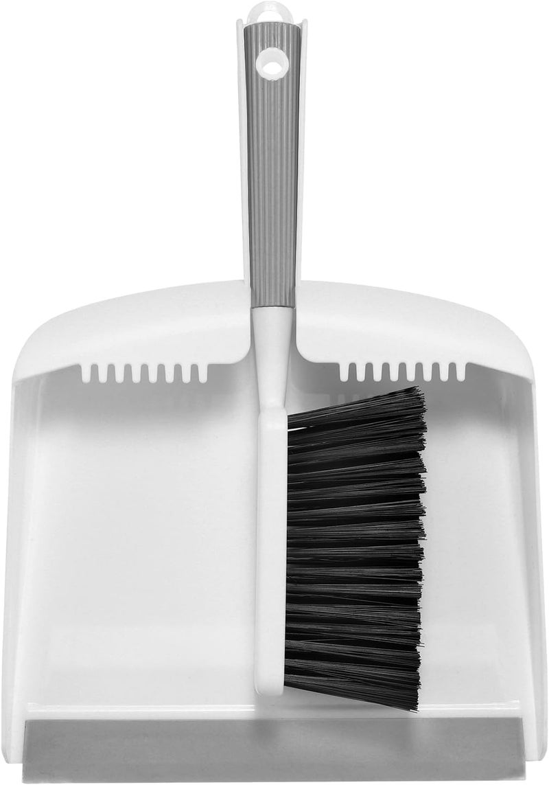 SetSail Mini Broom and Dustpan Set, Portable Cleaning Brush and Dustpan Combo Nesting Snap-On Handheld Dust Pan and Brush Set, Small Brush Dustpan for Kitchen, Desktop, Pet, Floor, Sofa, Grey White - Image 1